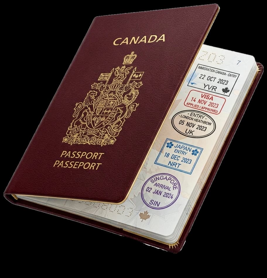 Official Canadian Passport and Visa Travel Stamps